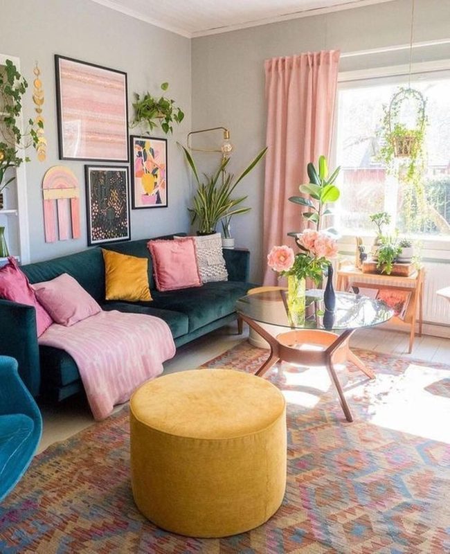 Sunlit Yellow Ottoman Living Room