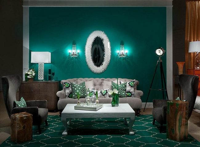 Deep Teal Living Room Statement