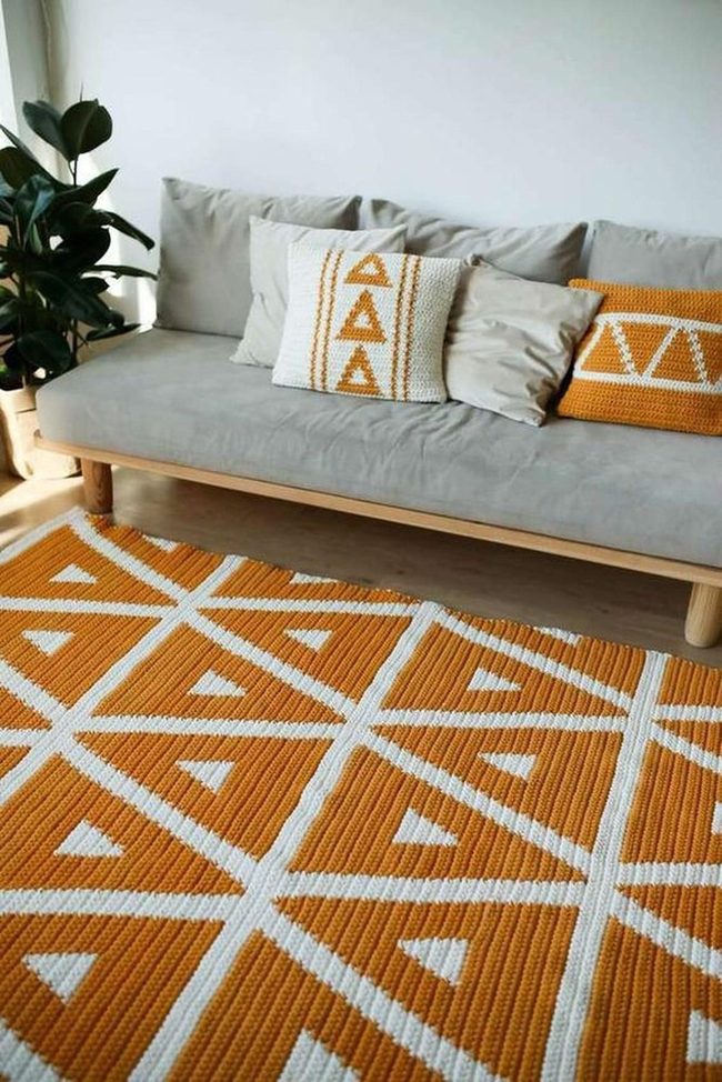 Geometric Patterns Orange Wooden Living