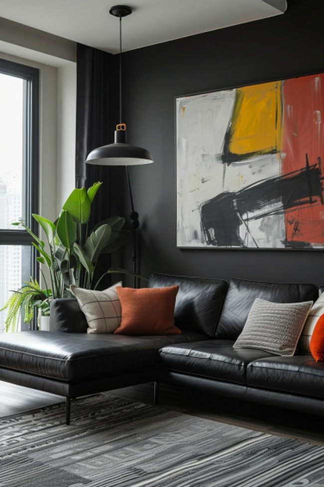 Black Walls With Orange Accents