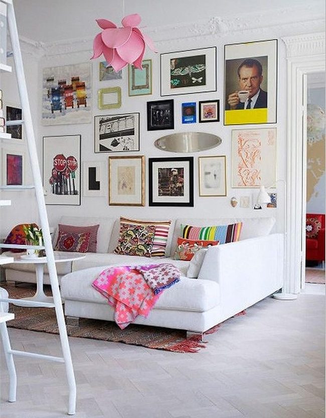 Pink Flower Light With Gallery Walls