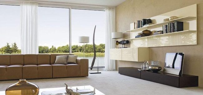 Brown Sofa, Polished Surfaces, Natural Light