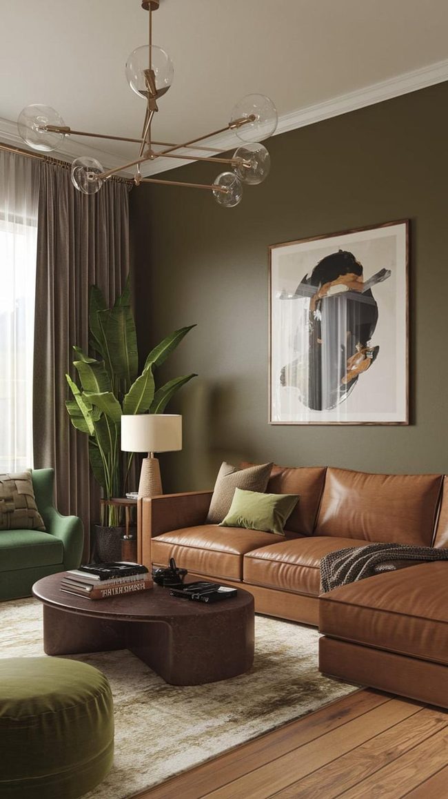 Brown Leather Meets Living Green