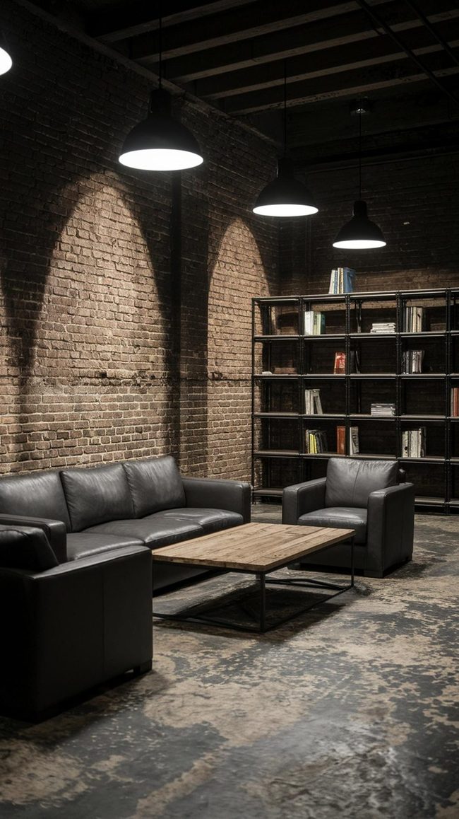 Black Brick Industrial Living Space
