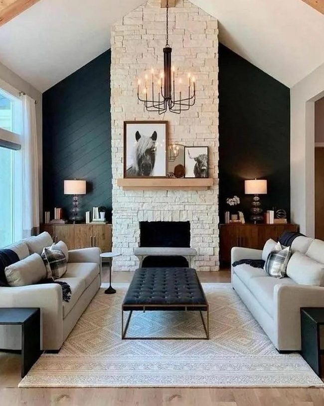White Stone Fireplace Focal Point