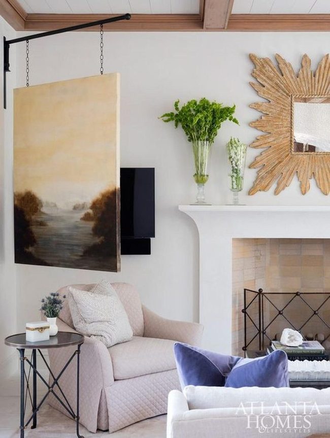 Natural Wood Sunburst Mirror Centerpiece