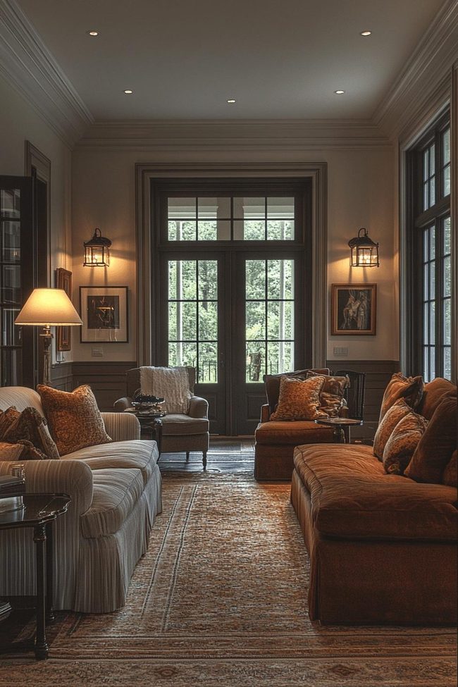 Golden Pendant Light Layers Parlor