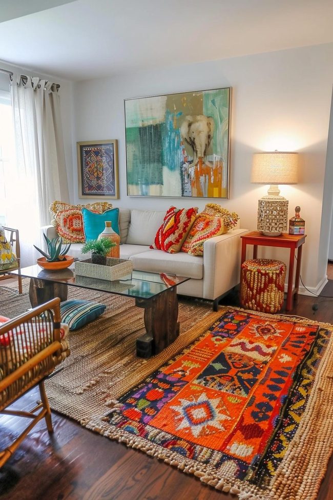 Turquoise Chairs Meet Carved Hardwood Tables