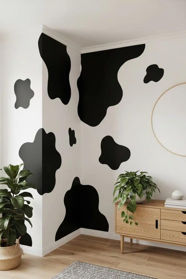 Black And White Cow Mural