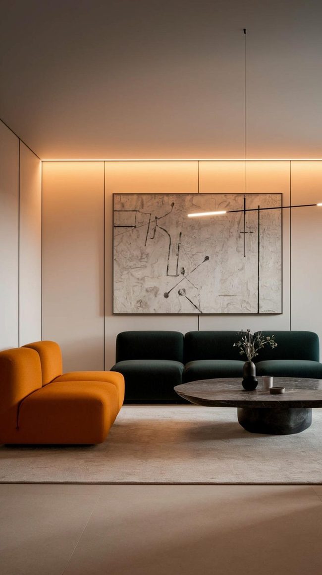 Jewel Tone Sofa Anchors Modern Space