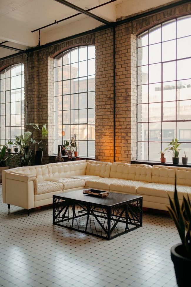 Cream Leather Meets Industrial Brick