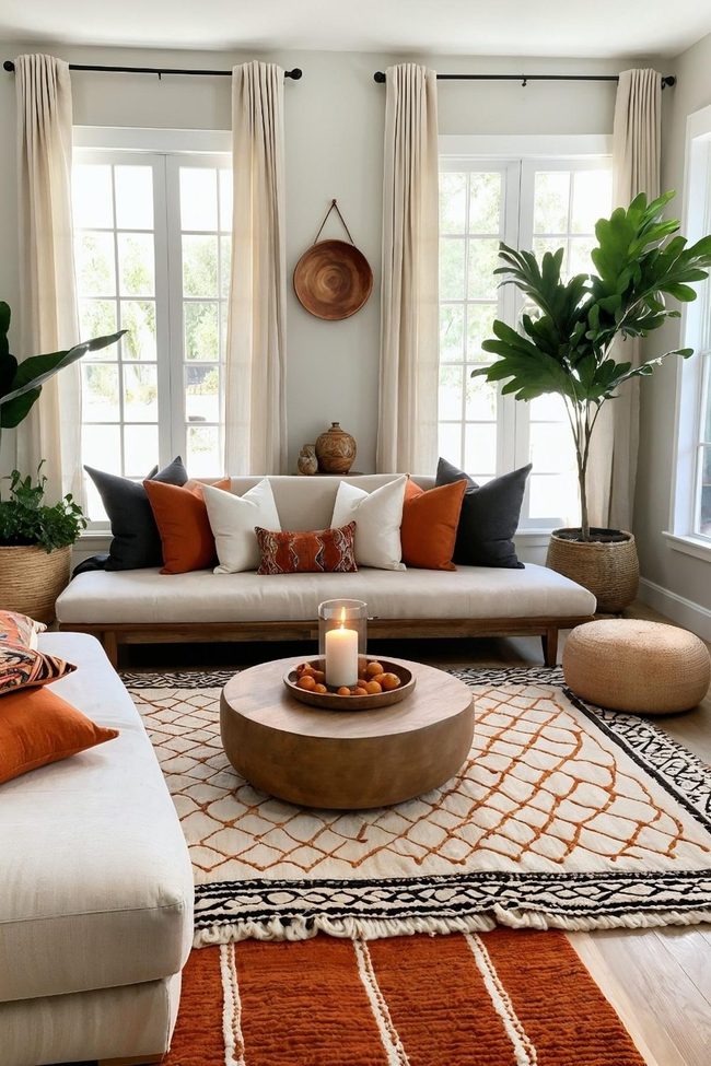 Burnt Orange Rugs Layered Perfectly