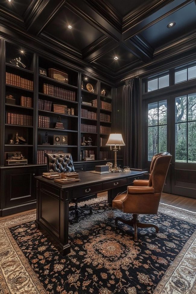 Classic Walnut Paneling Study Space