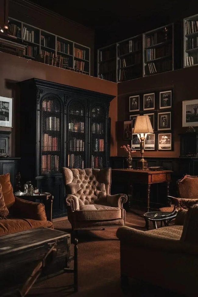 Black Leather Library Retreat
