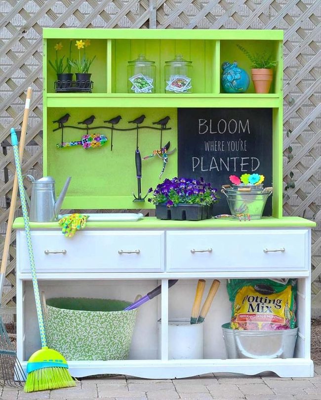 Bright Yellow Garden Potting Bench