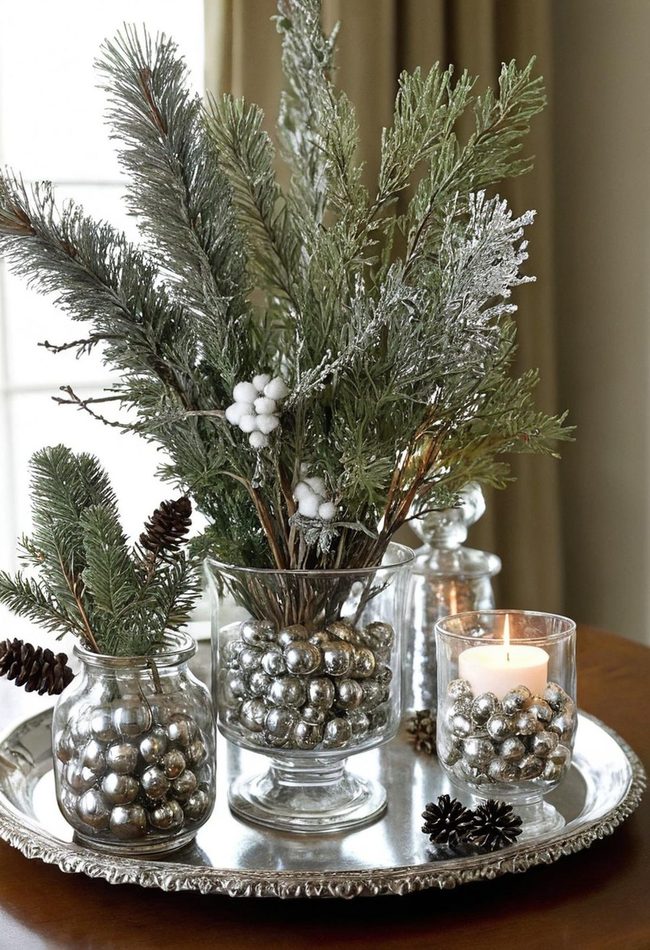 Silvered Glass With Dried Botanicals