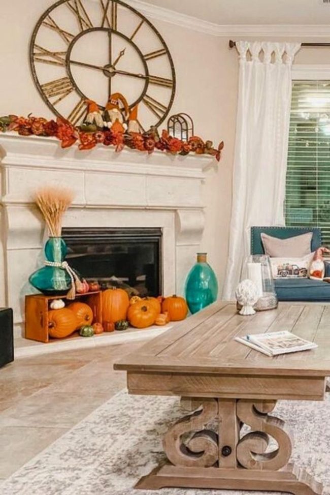Autumn Orange Pumpkins and Wheat