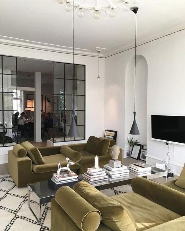 Olive Green Sofas Meet Modern Black