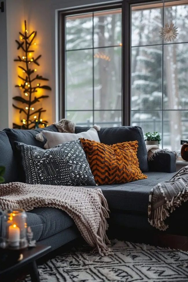 Deep Blue Couch Winter Retreat