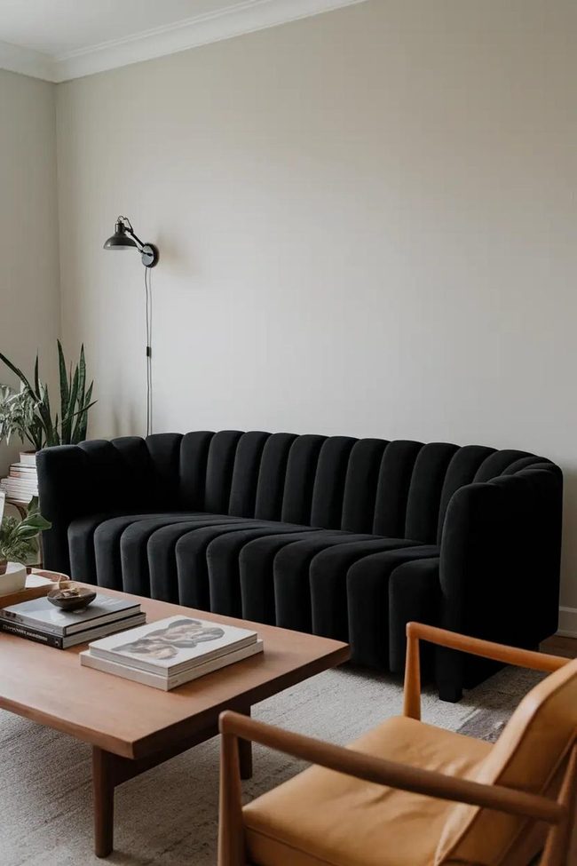 Black Sculptural Sofa Statement