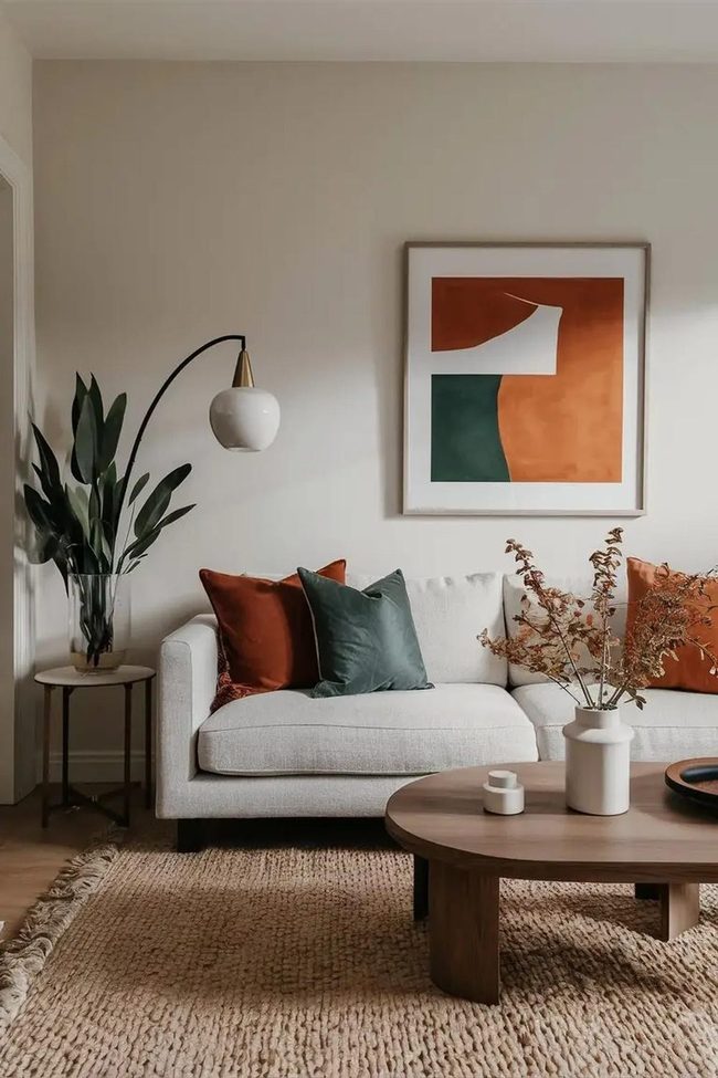 Burnt Orange Accents On Neutral Canvas