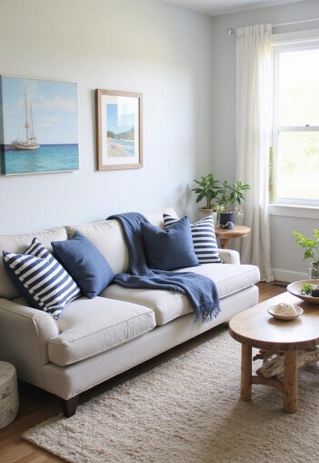 Navy Blue Coastal Living Room