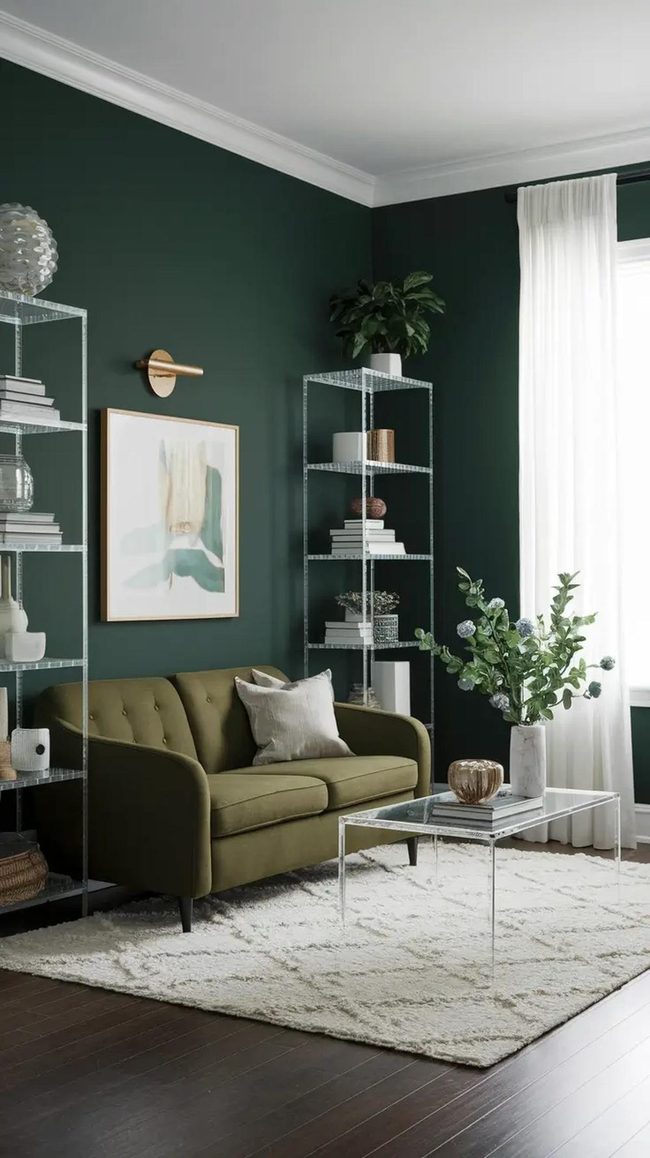 Dark Green Walls Open Spaces