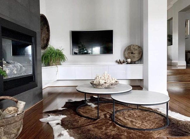 Black Tile Fireplace Statement Wall