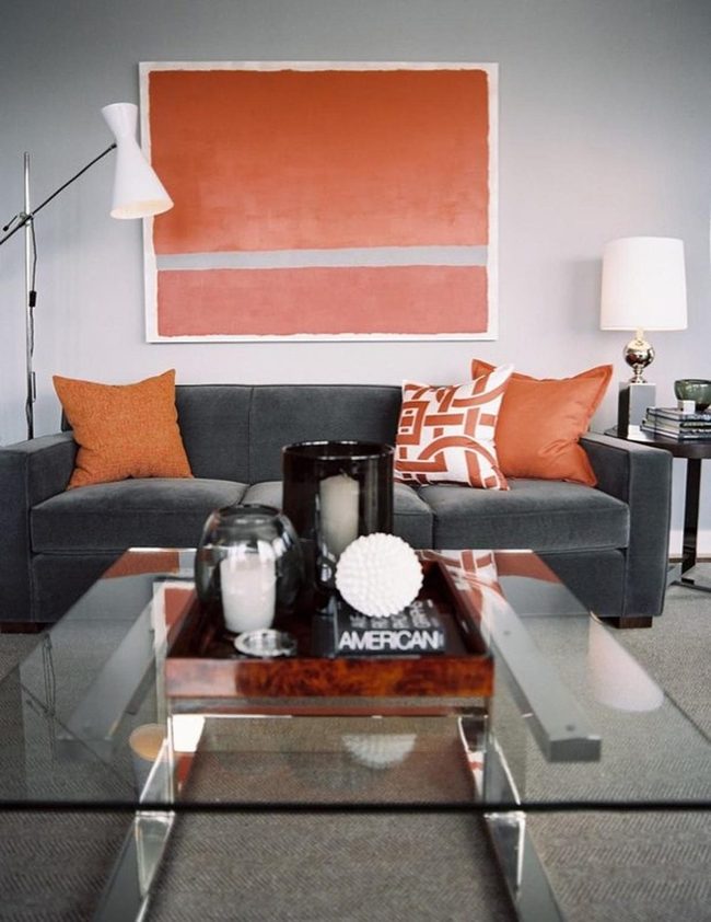 Orange Accents Against Gray Minimalism