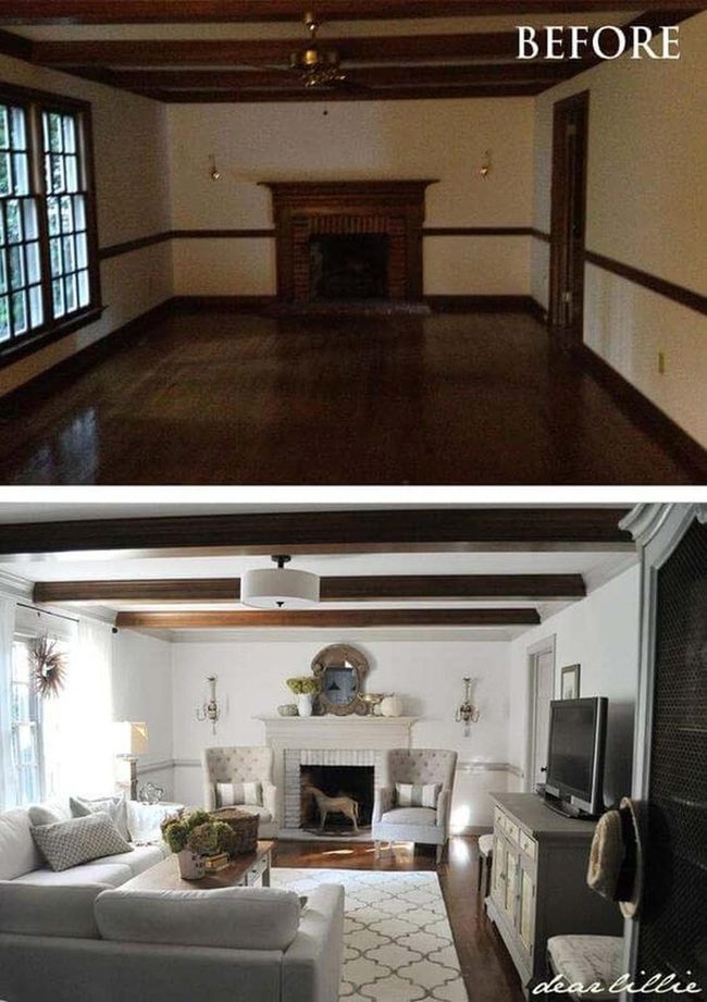 White And Dark Wood Living Room