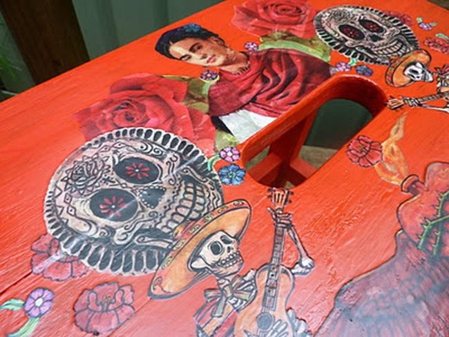 Orange Day Of The Dead Folk Art