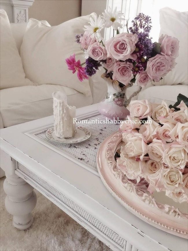 Blush Mirror With Fresh Florals