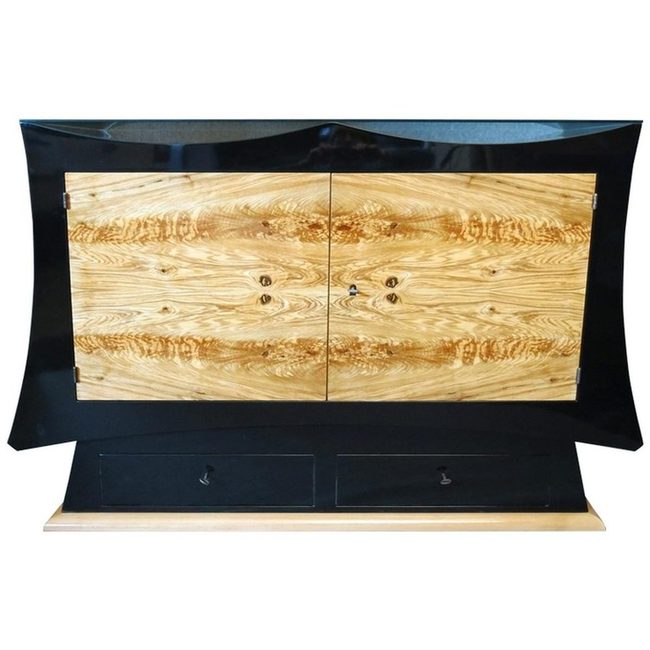Black And Wood Grain Statement Cabinet