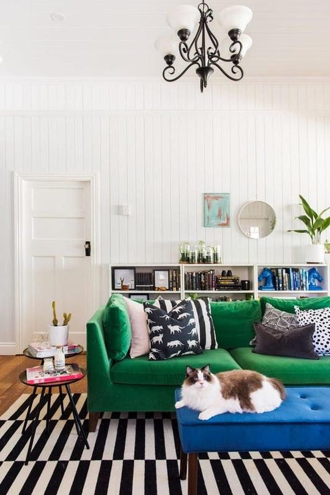 Green Velvet Dinosaur Statement Sofa