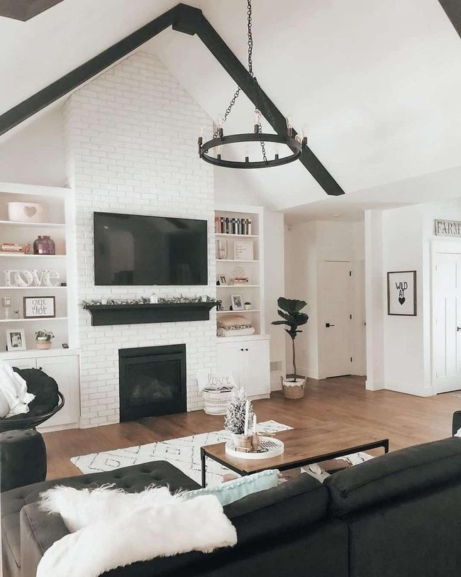 Black Beams White Ceiling Statement