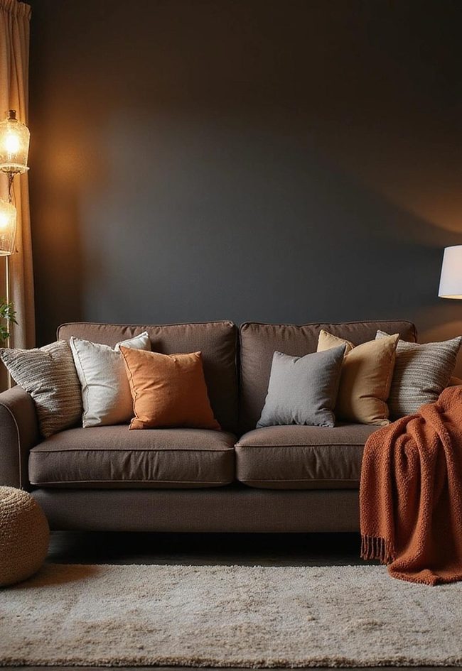Dark Brown Couch Layered Textures