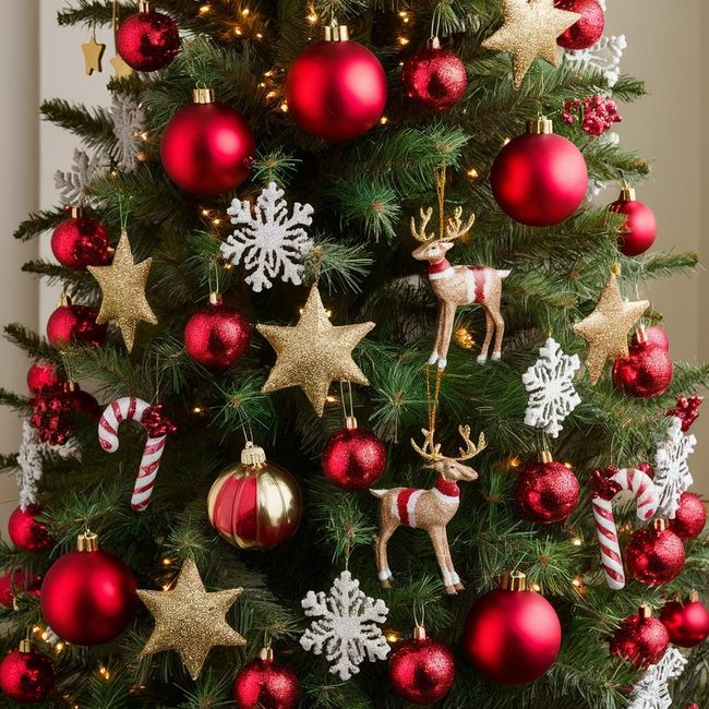 Red Ornaments Festive Focal Point