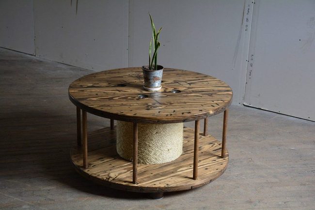 Dark Walnut Wire Spool Table
