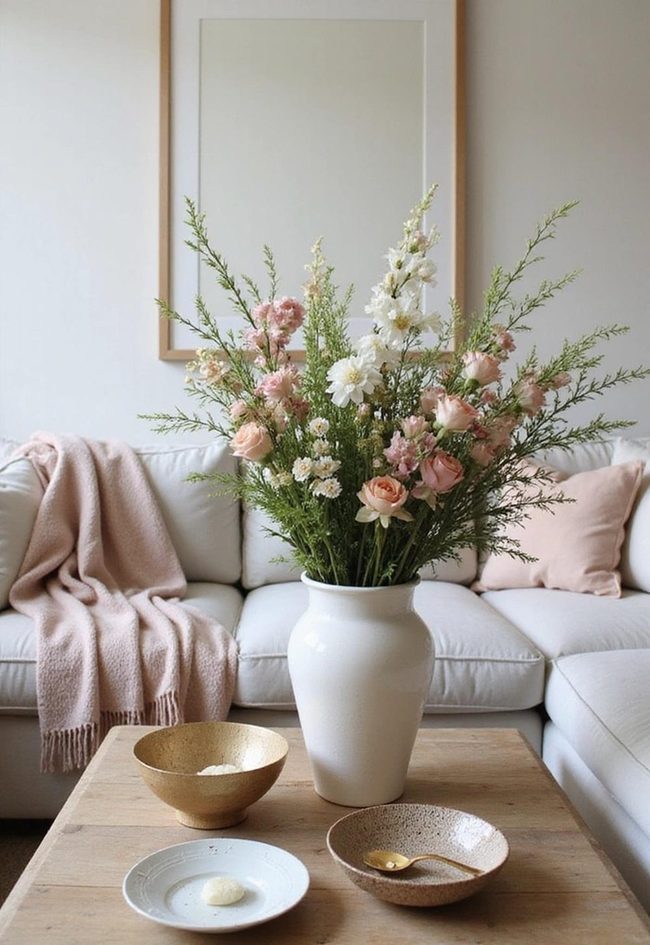 Fresh Blooms Elevate Living Room