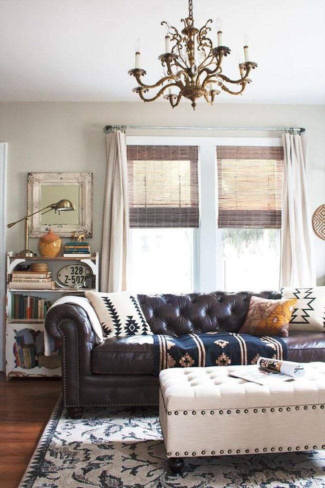 Brown Leather Meets Warm Wood Tones