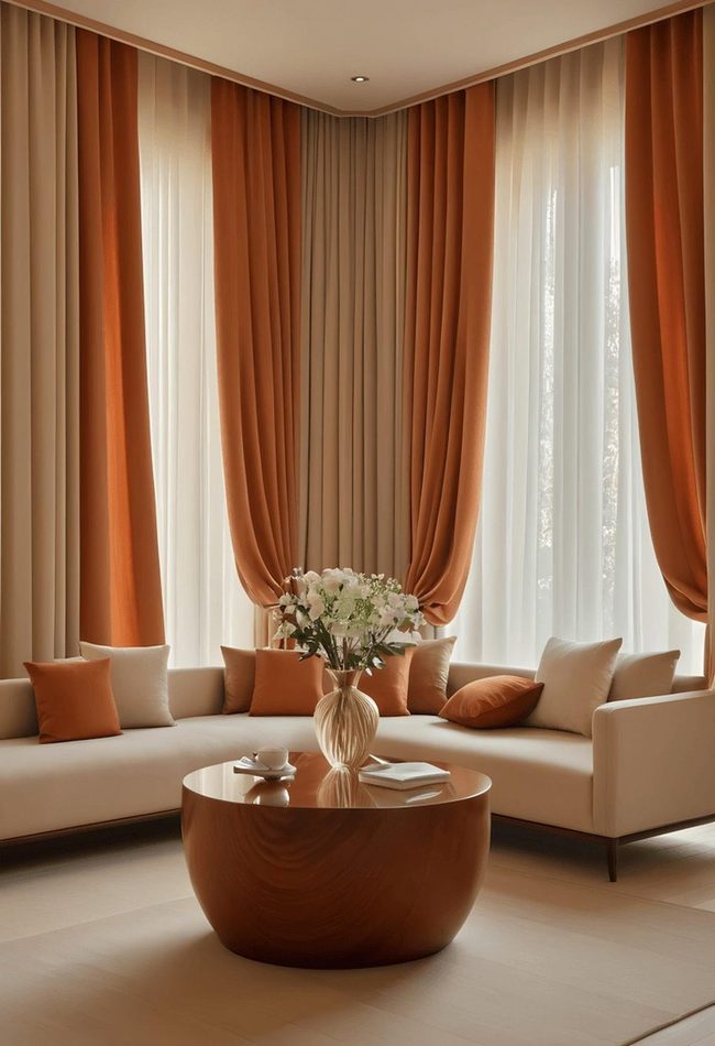 Burnt Orange Ombre Curtain Gradient