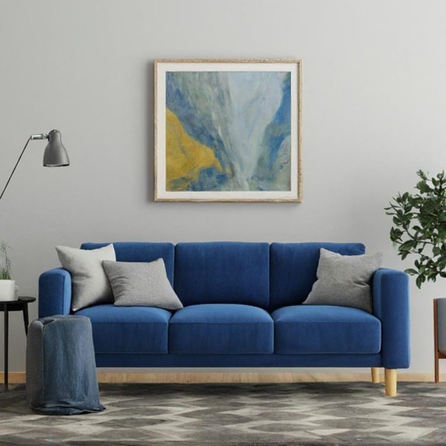 Pastel Blue Sofa With Lighting Woods