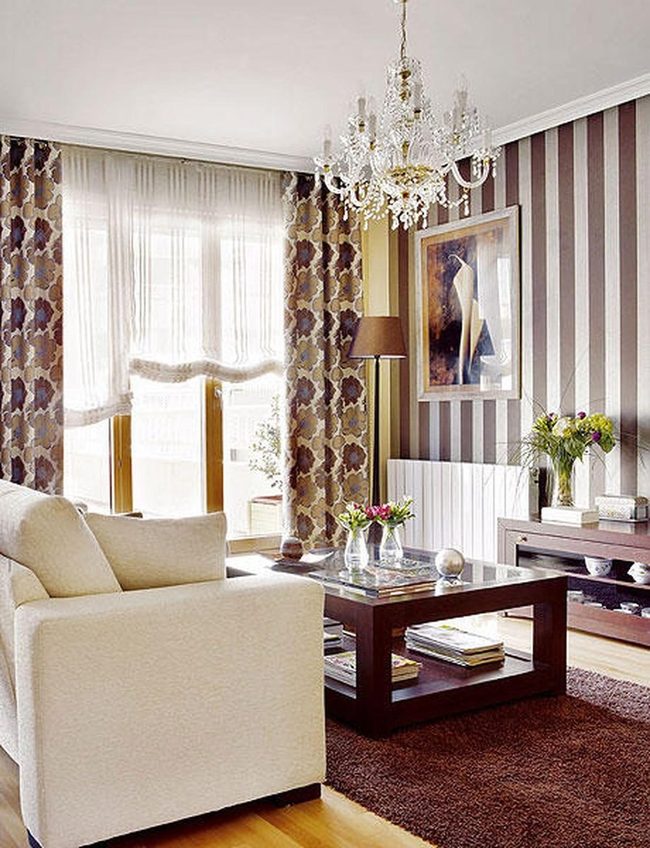 Golden Chandelier Cream Living Room