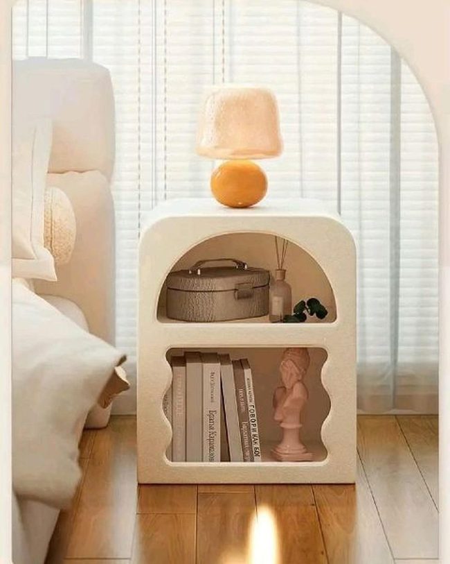 Rounded Orange Lamp Nightstand