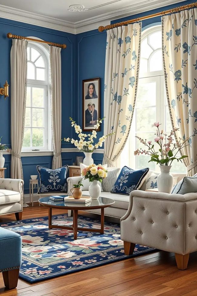 Blue and White Floral Layers