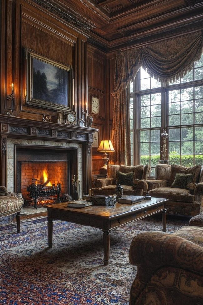 Rich Oak Paneled Interior