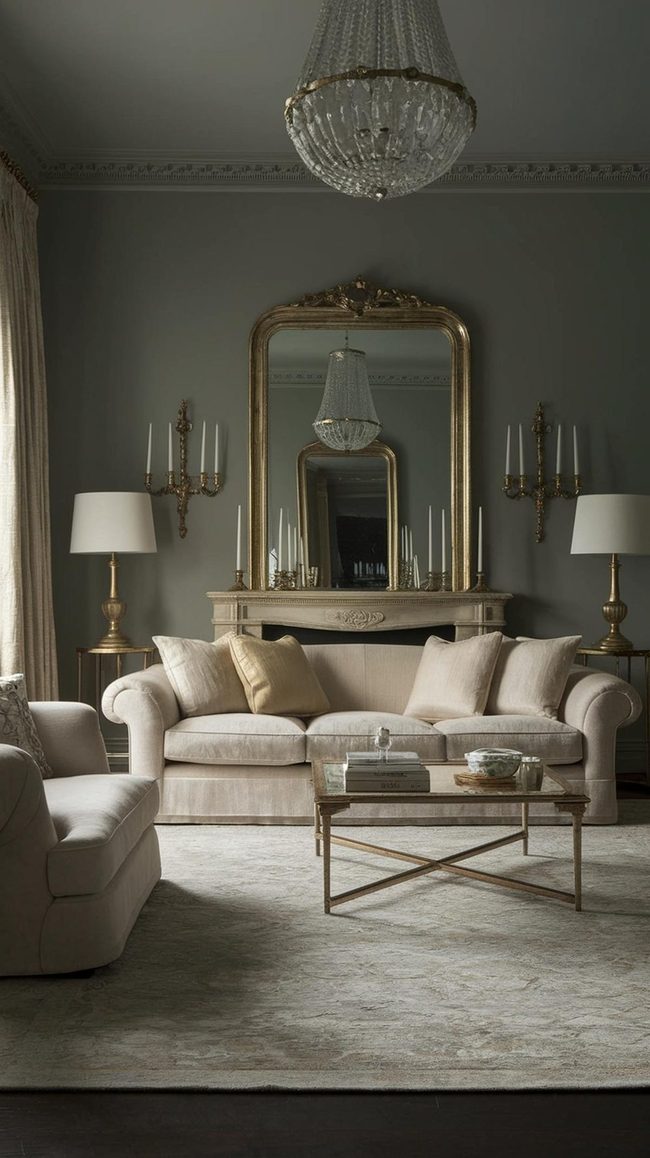 Deep Gray Walls With Gold Accents