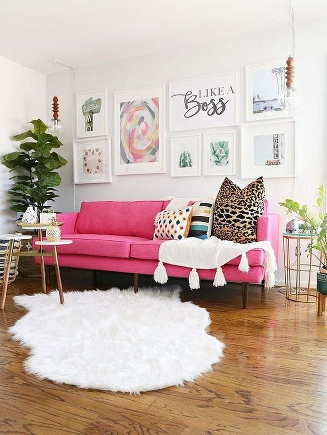 Pink Sofa Statement With Natural Elements