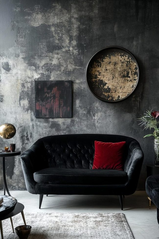 Black Velvet Statement Sofa