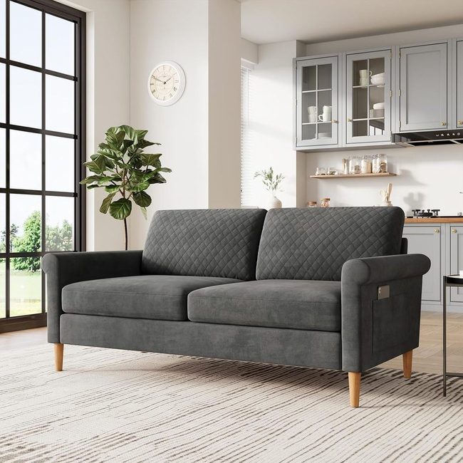 Dark Grey Sofa, Subtle Shimmer